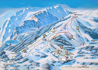 Mapa sjezdovek Kranzberg - Mittenwald