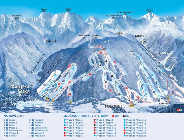 Plano de las pistas Kranjska Gora