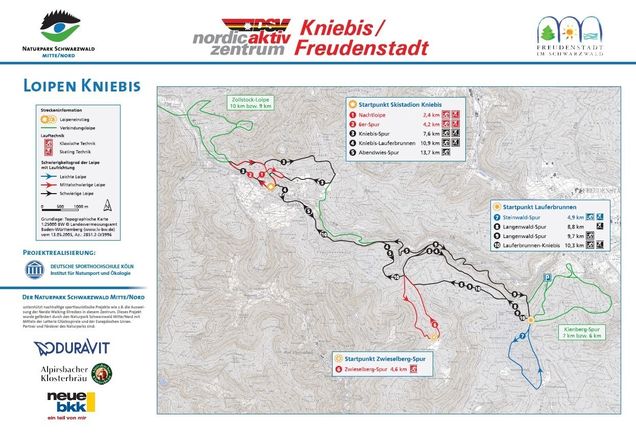 Plan des pistes de ski de fond Freudenstadt