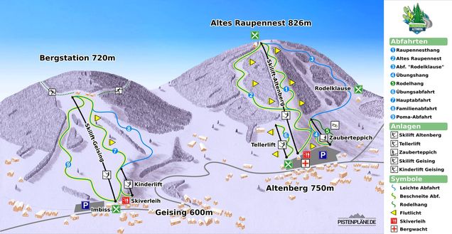 Piste map Raupennesthang - Altenberg