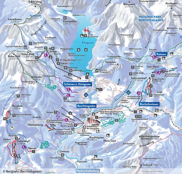 Mapa sjezdovek Region Berchtesgaden