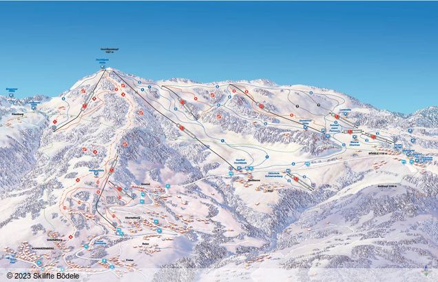 Piste map Bödele-Schwarzenberg