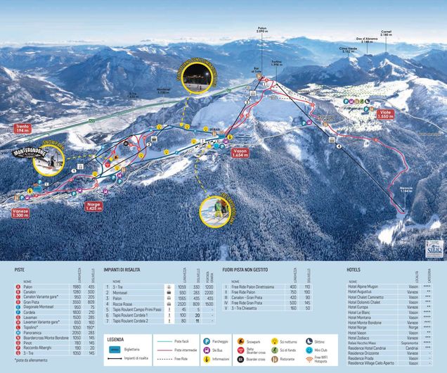 Piste map Monte Bondone