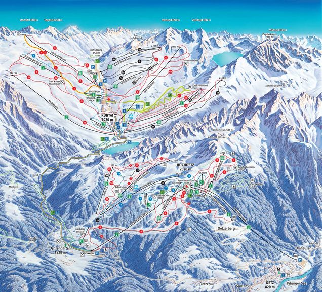 Pistenplan Skiregion Hochoetz-Kühtai