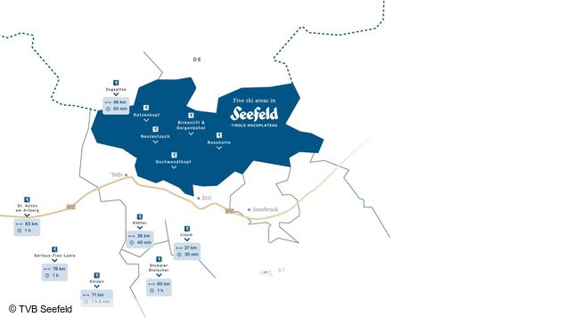 Mapa sjezdovek Olympiaregion Seefeld