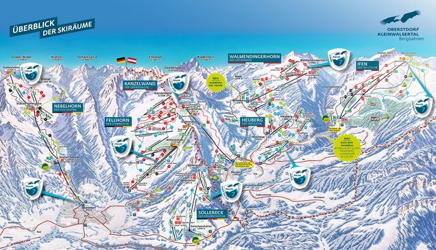 Mapa sjezdovek Nebelhorn - Oberstdorf