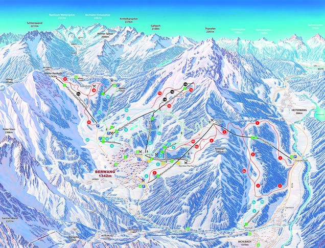 Plan nartostrad Skischaukel Berwangertal