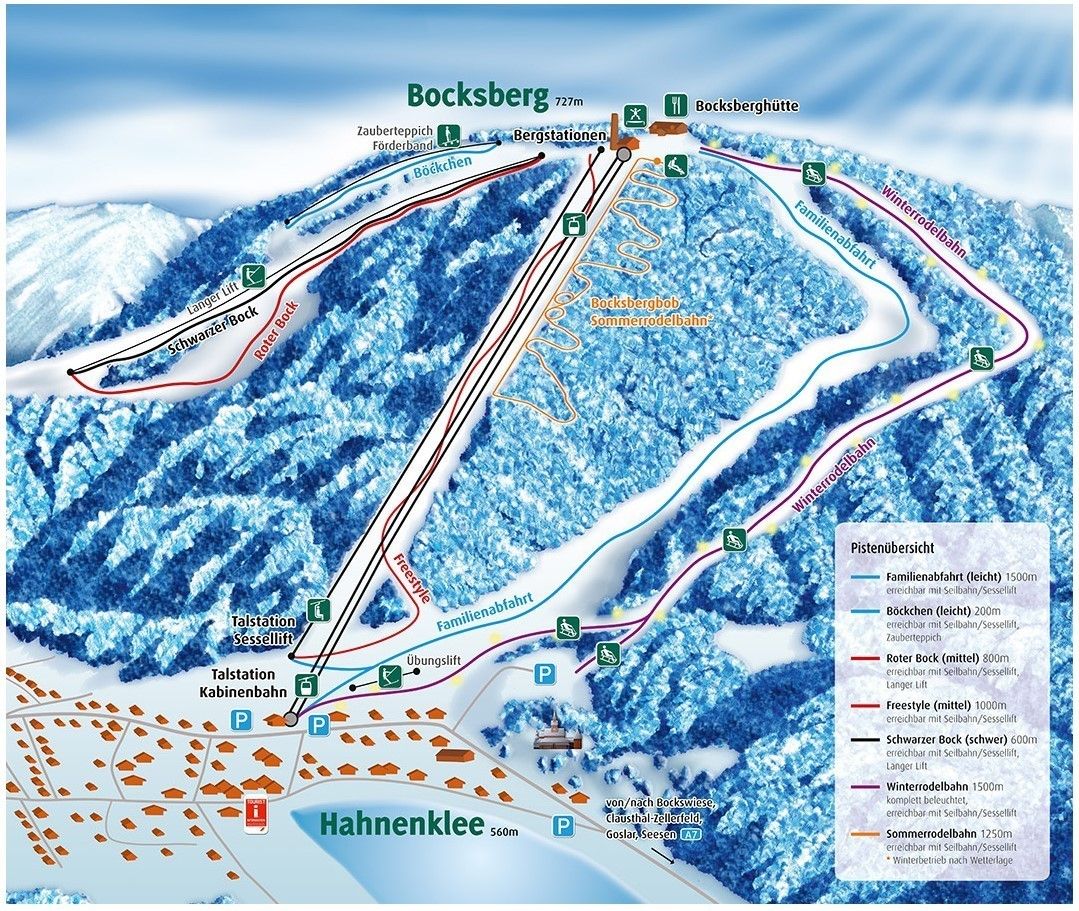 Pistenplan / Karte Skigebiet Clausthal-Zellerfeld, Deutschland
