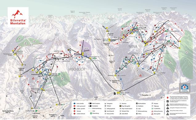 Plán zjazdoviek Silvretta Montafon