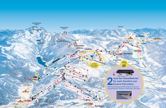 Pistenplan Dachstein West - Gosau/Russbach/Annaberg