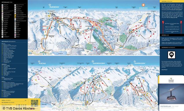 Plano de las pistas Davos Klosters Montañas