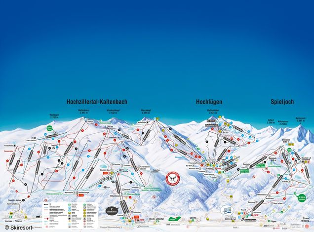 Piantina delle piste Hochzillertal-Hochfügen-Spieljoch