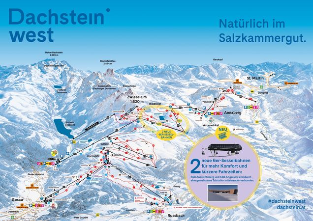 Pistenplan Dachstein West - Gosau/Russbach/Annaberg