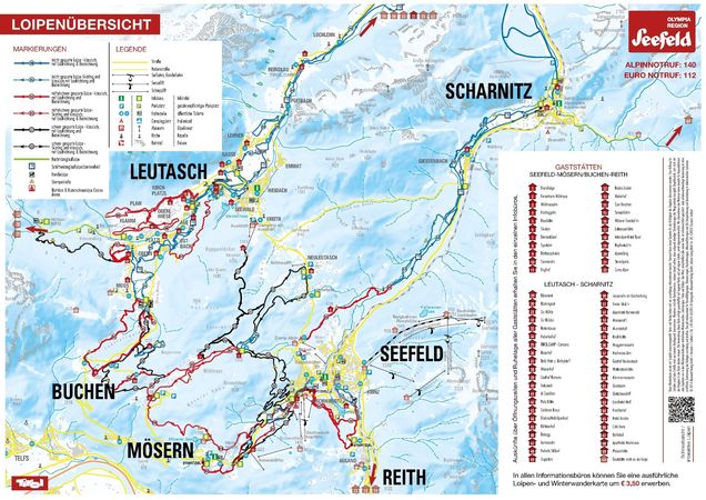 Piantina con piste di sci di fondo Seefeld