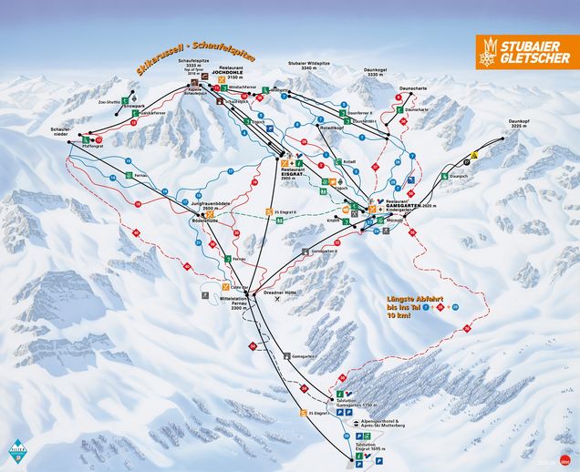 Plan des pistes Glacier de la Stubai