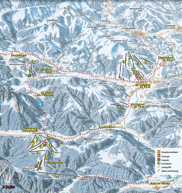 Pistenplan / Karte Skigebiet Kirchdorf, Österreich