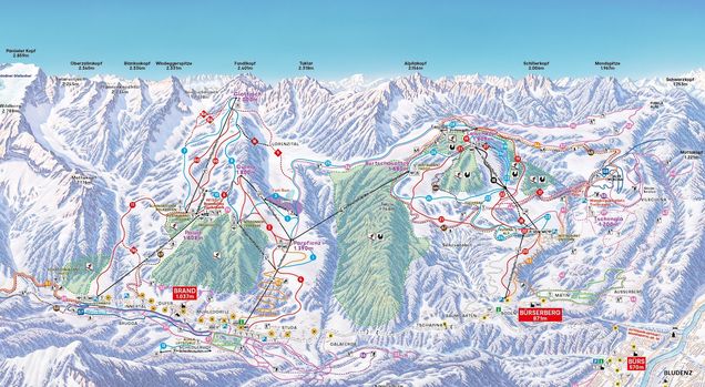 Pistenplan Brandnertal – Brand/Bürserberg