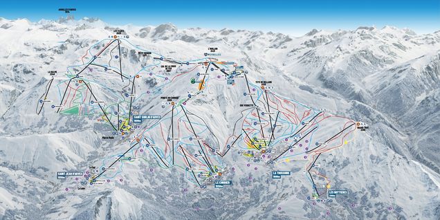 Mapa sjezdovek Les Sybelles