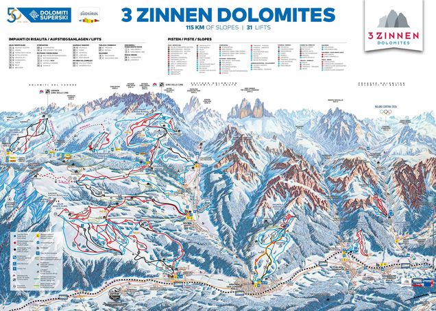Pistenplan Rienz – 3 Zinnen Dolomites
