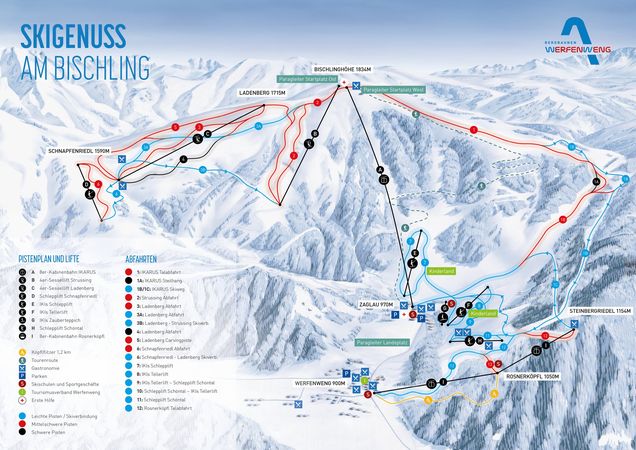 Slidinėjimo trasų žemėlapis Werfenweng
