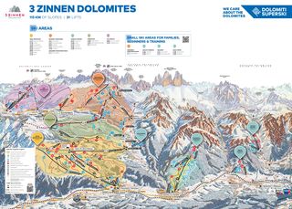 Mappa delle piste 3 Zinnen Dolomiti - Helm/Stiergarten/Rotwand/Kreuzbergpass