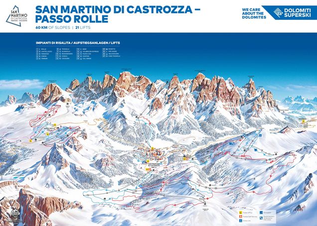 Plano de las pistas San Martino di Castrozza - Passo Rolle