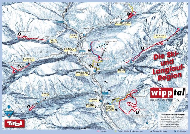 Plan des pistes de ski de fond Steinach am Brenner