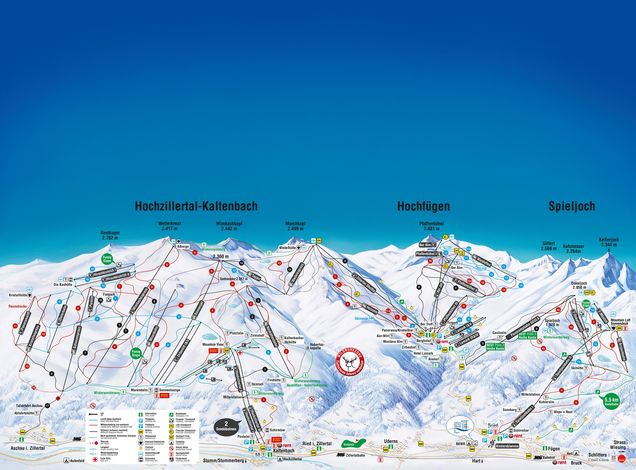 Slidinėjimo trasų žemėlapis Hochzillertal - Hochfügen - Spieljoch