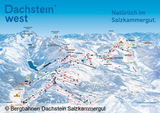 Mapa sjezdovek Dachstein West - Gosau/Russbach/Annaberg