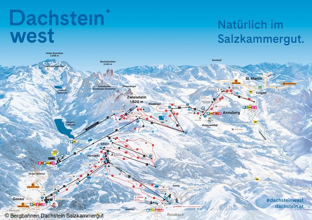 Pistenplan Dachstein West - Gosau/Russbach/Annaberg