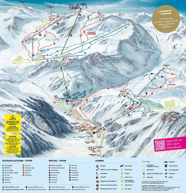 Pistenplan Pitztaler Gletscher & Rifflsee