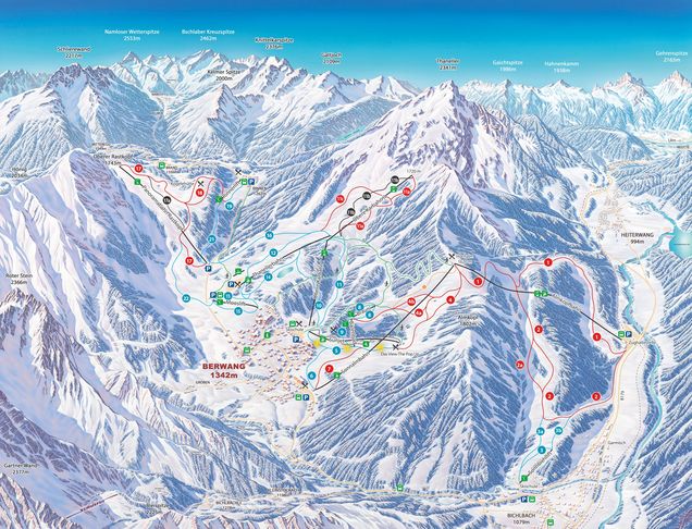 Pistenplan Skischaukel Berwangertal