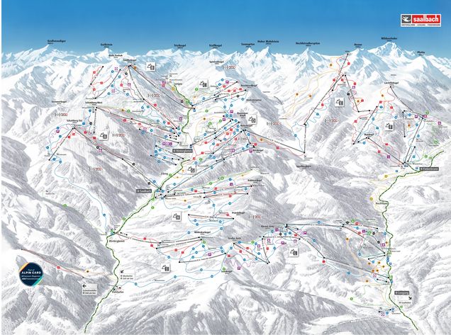 Plan nartostrad Skicircus Saalbach Hinterglemm Leogang Fieberbrunn