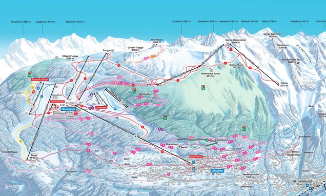 Piantina delle piste Grächen
