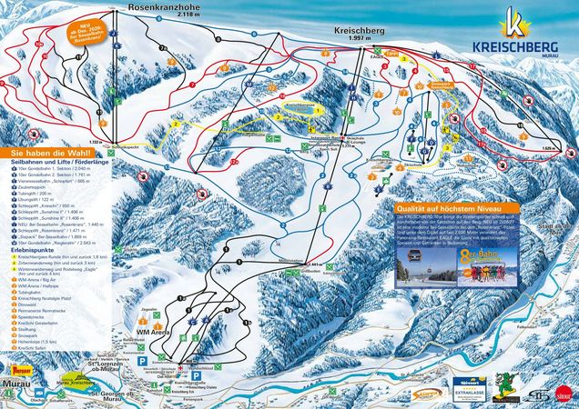 Mapa sjezdovek Kreischberg