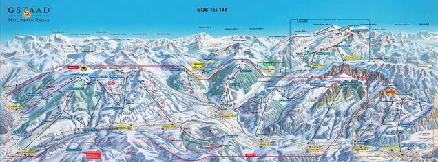 Mapa sjezdovek Gstaad Mountain Rides