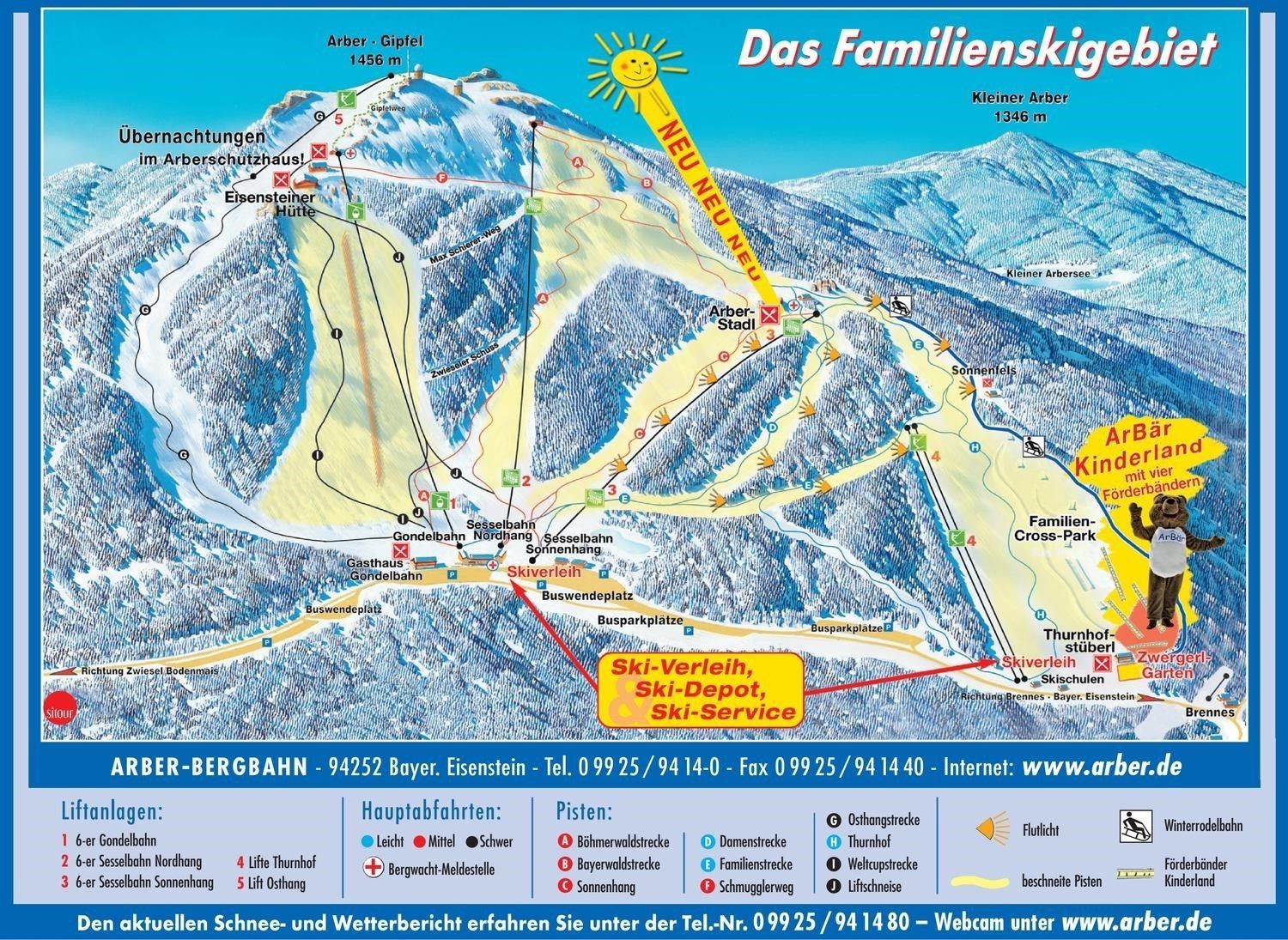 Pistenplan / Karte Skigebiet Bayerisch Eisenstein, 