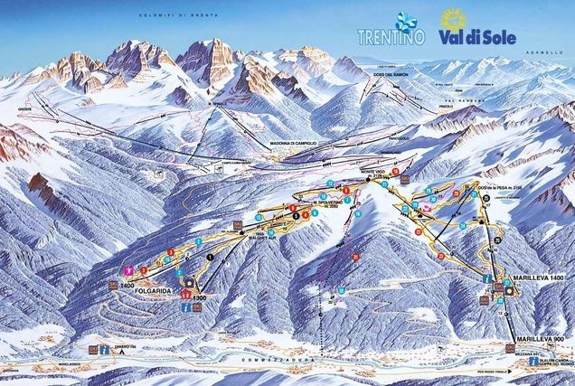 Plan des pistes Folgarida - Marilleva