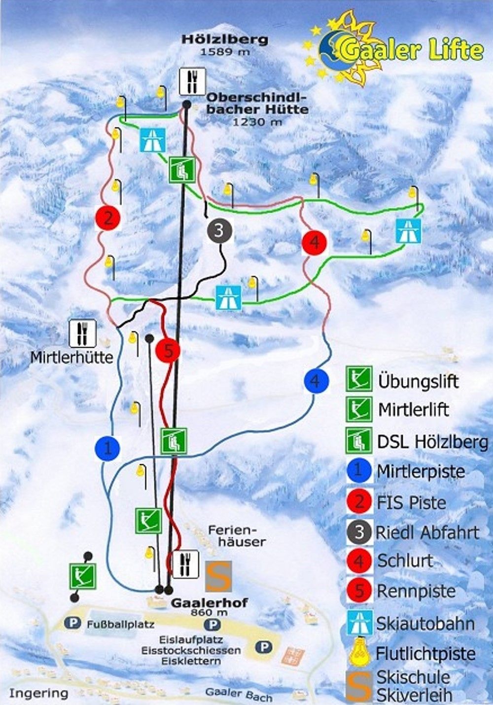 Pistenplan / Karte Skigebiet Gaal, 