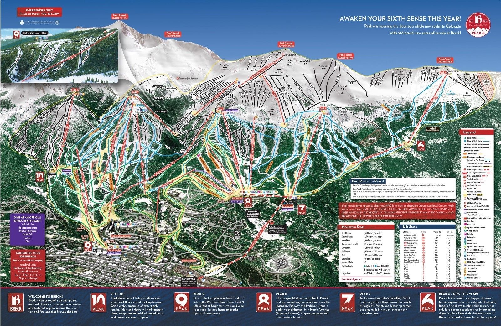 Pistenplan / Karte Skigebiet Breckenridge, USA