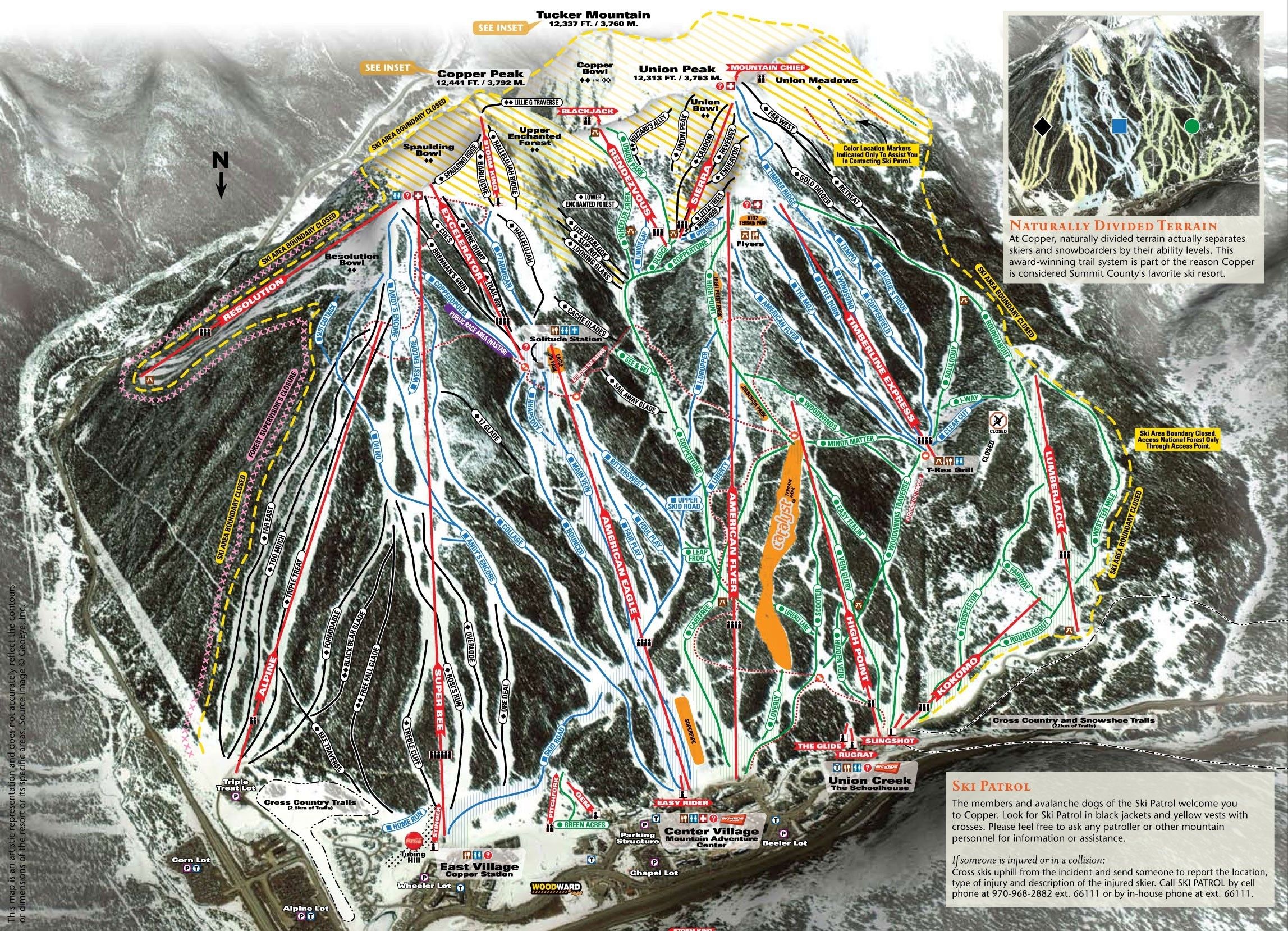 Pistenplan / Karte Skigebiet Copper Mountain, 